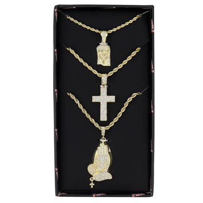 Deck Your Neck with This Iced Out Selection of Layered Hip Hop Word Pendents on Twisted Rope Chains. Elevate Your Look - Shout Out Your Vibe! - GJM Neck 294 GOLD