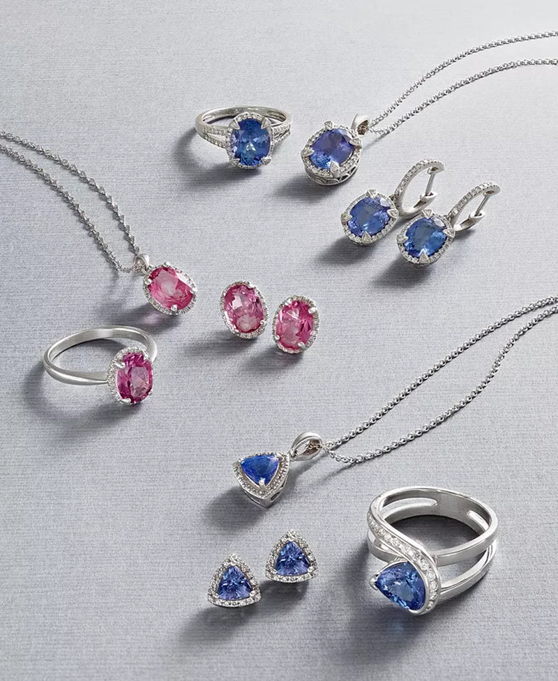 EFFYÂ® Tanzanite (3/4 Ct. T.W.) and Diamond (1/8 Ct. T.W.) Stud Earrings in 14K White Gold