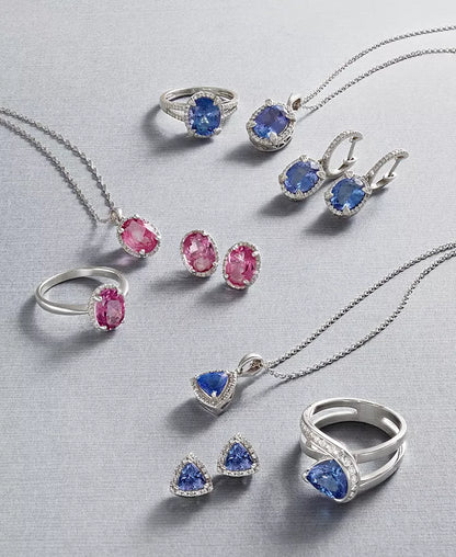 EFFYÂ® Tanzanite (3/4 Ct. T.W.) and Diamond (1/8 Ct. T.W.) Stud Earrings in 14K White Gold