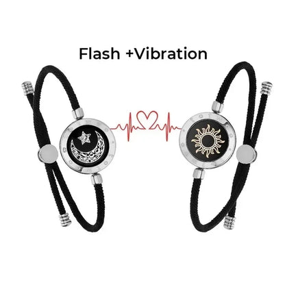 Totwoo Long Distance Touch Light up & Vibrate Bracelets for Couples, Long Distance Relationship Gifts Smart Sun & Moon Love Brac