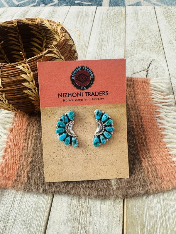 Navajo Sterling Silver & Turquoise Cluster Post Ea
