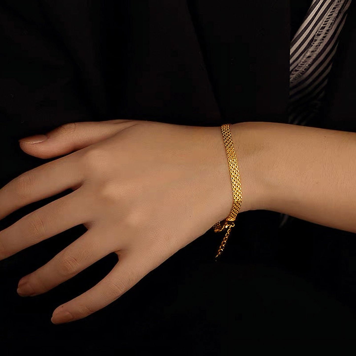 14K Gold Plated Chunky Chain Adjustable Bracelet for Women | Sterling Silver Lightweight Trendy Chain Bracelet | Jewelry Gift for Women