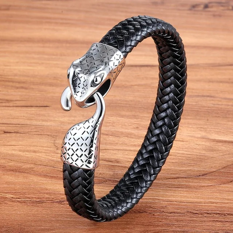 Braided Rope Wrap Leather Bracelets for Men Bangles Fashion Male Women Charm Stainless Steel Clasp Jewelry DIY Customization