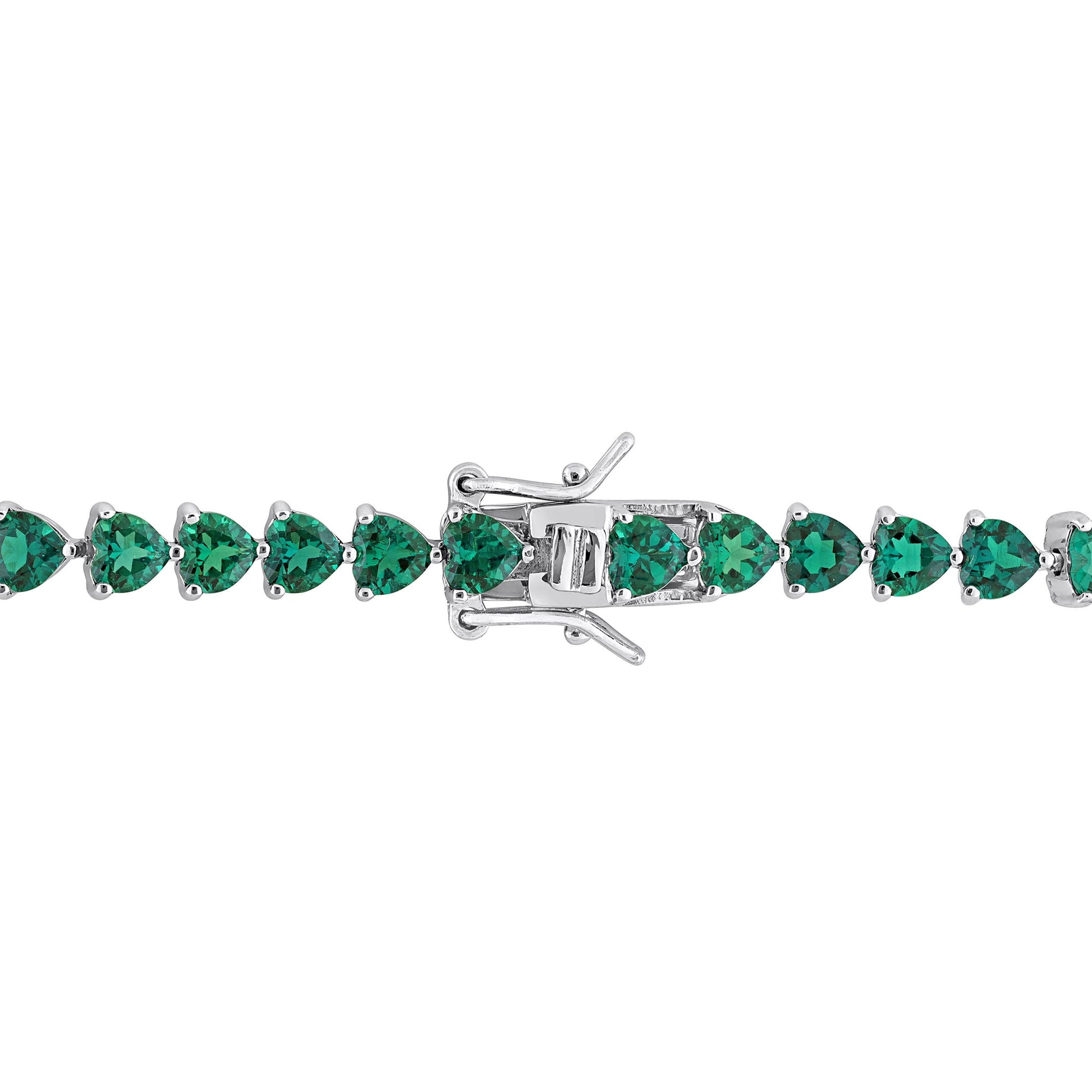 Women'S Created Emerald Sterling Silver Tennis Bracelet