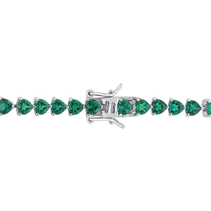 Women'S Created Emerald Sterling Silver Tennis Bracelet