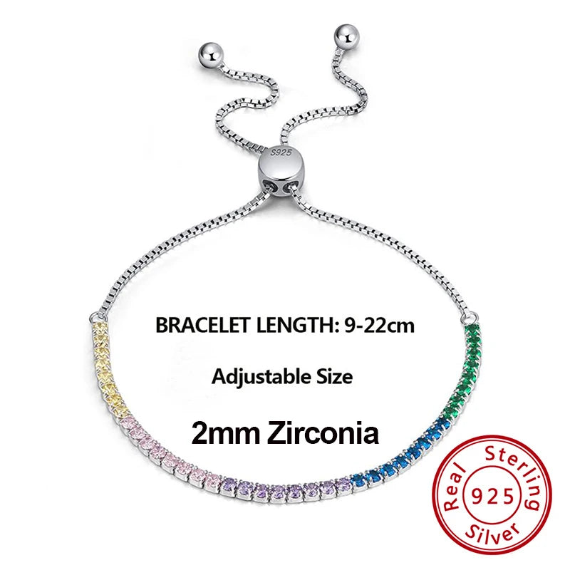 4Mm round Cut Tennis Bracelet in 925 Sterling Silver White Gold Woman Men Bracelets Bangle Jewelry Hand Chain SB94