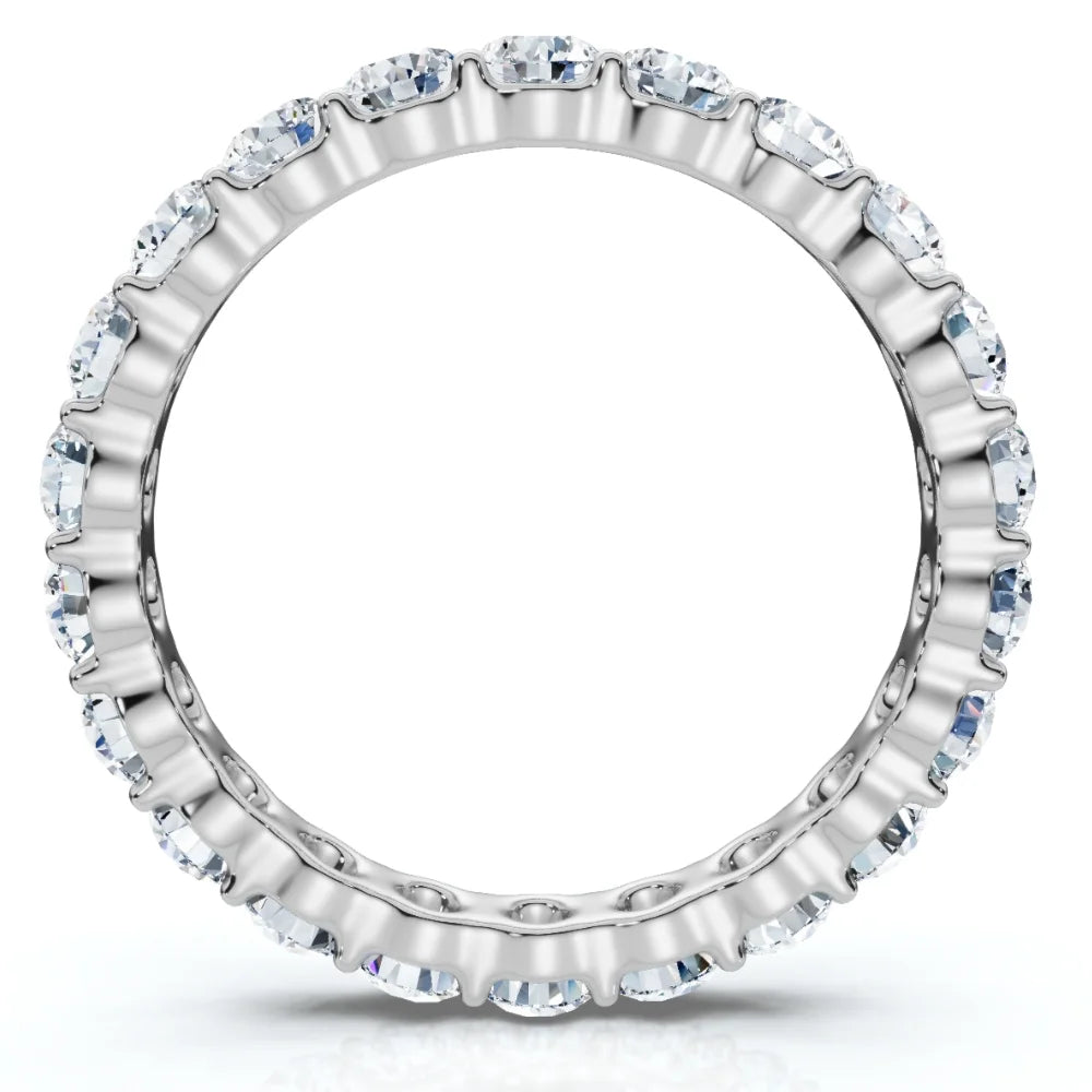 Pompeii Diamond Eternity Ring 2 Carat Womens Stackable Wedding Band 14K White Gold