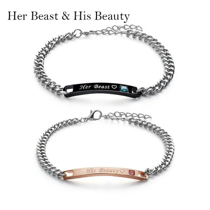 Love Bangle Men and Women Couple Bracelets Her King His Queen Titanium Steel Couple Bracelets Charm Wrist Chain Valentine'S Gift
