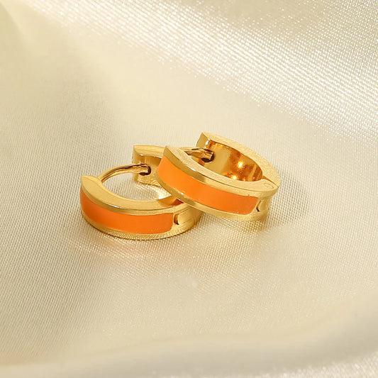 Orange C-Shaped Hoop Earrings