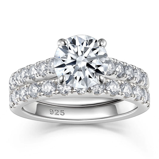 2Ct Moissanite Wedding Ring Set Engagement Rings for Women 925 Sterling Sliver round Cut Size 6