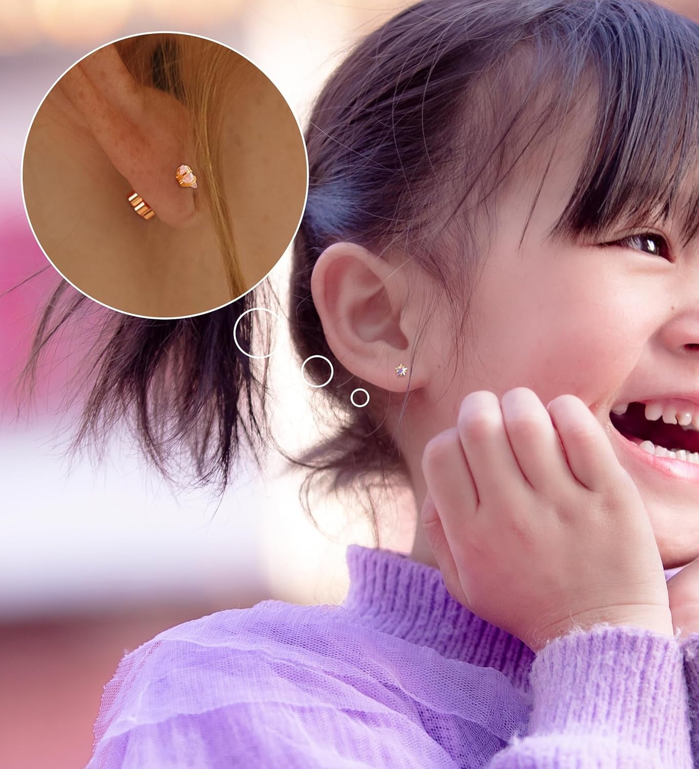4Pairs Hypoallergenic Flat Back Earrings for Women 14K Gold Cartilage Earring Fo