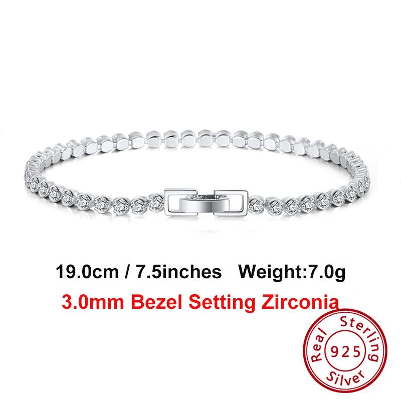 4Mm round Cut Tennis Bracelet in 925 Sterling Silver White Gold Woman Men Bracelets Bangle Jewelry Hand Chain SB94
