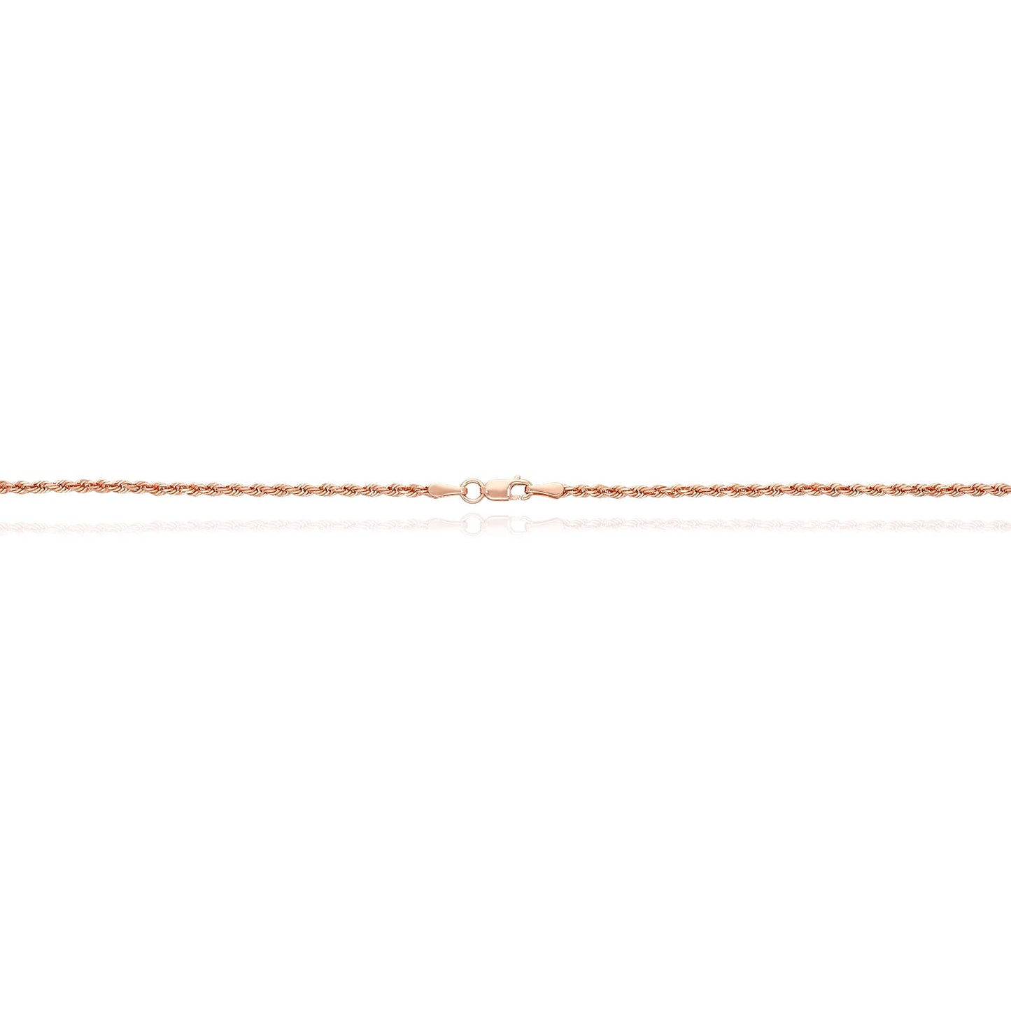 Solid 10K Rose Gold 2.2Mm Rope Link Chain Necklace 18"-22"