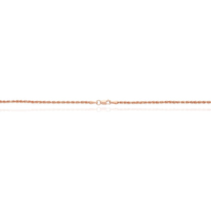 Solid 10K Rose Gold 2.2Mm Rope Link Chain Necklace 18"-22"