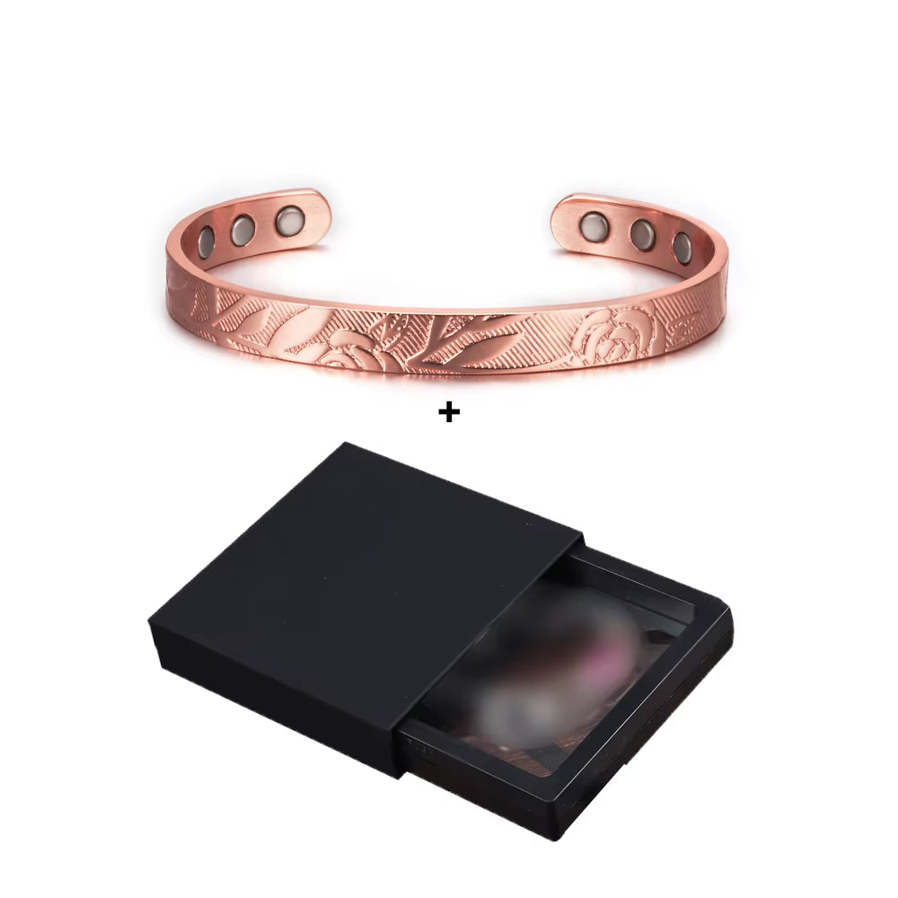 Magnetic Bracelets Rose Copper Adjustable Cuff Bangles Women Men Energy Jewelry Resizable Pain Relief for Arthritis