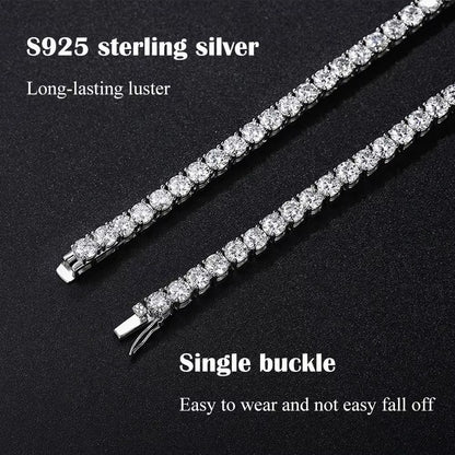 3/4/5Mm Real Moissanite Tennis Necklace for Women Men S925 Silver Full Diamond Neck Chains Party Trendy Jewelry Gift