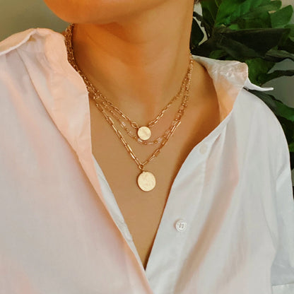 Disc & Beaded Chain Necklace Set of 3