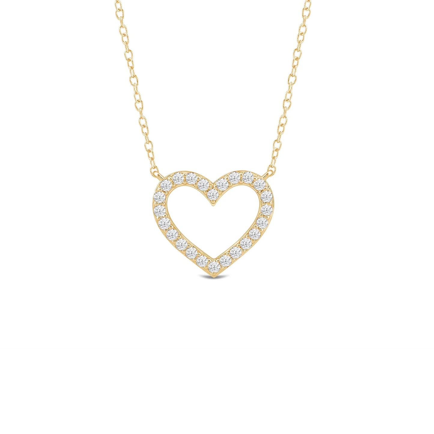 Petite Lab Created Diamond Studded Heart Necklace