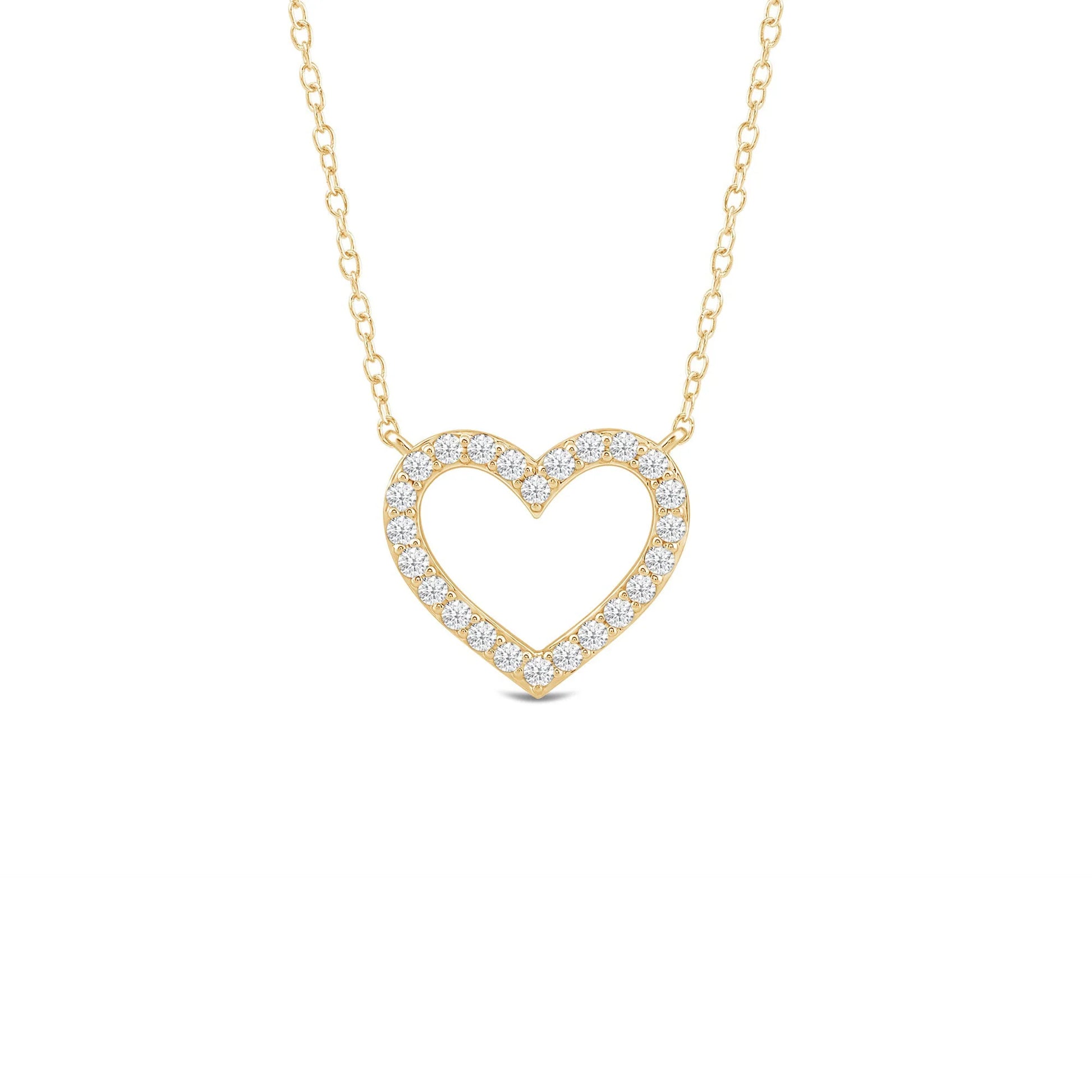 Petite Lab Created Diamond Studded Heart Necklace