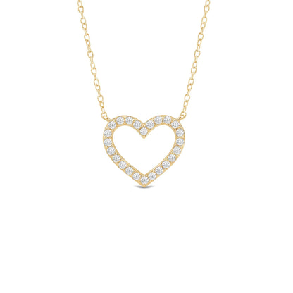 Petite Lab Created Diamond Studded Heart Necklace