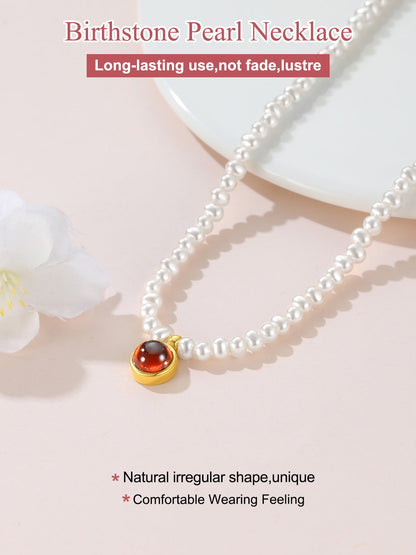 Pearl Necklaces for Women Small Dainty Freshwater Cultured Baroque Pearl Strand Faux Pearl Choker Necklace with July Birthstone