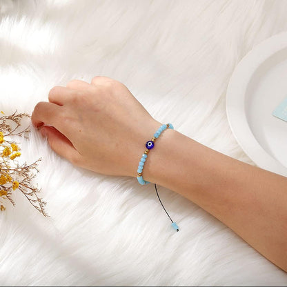 Dainty Hand Made Beaded Nazar Evil Eye Bracelet Adjustable String Amulet for Women Men