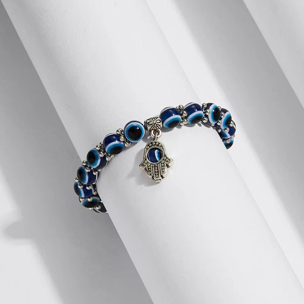 Turkish Lucky Evil Eye Bracelets Blue Evil Eye Bead Bracelet Men Women Handmade Lucky Jewelry Charm Bracelet Female Dropshipping