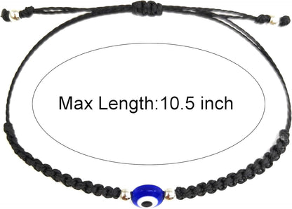 Evil Eye String Bracelets Handmade Black String Evil Eye Bracelet for Women Men Teen Girls Boys 2Pcs