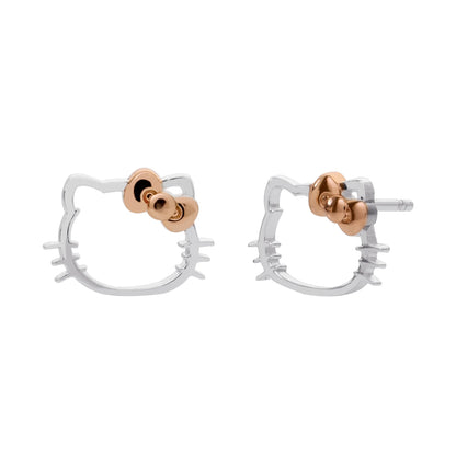 Stud Rose Gold Plated, Hello Kitty Earrings, Sterling Silver, Gift Box, (025''), HK925