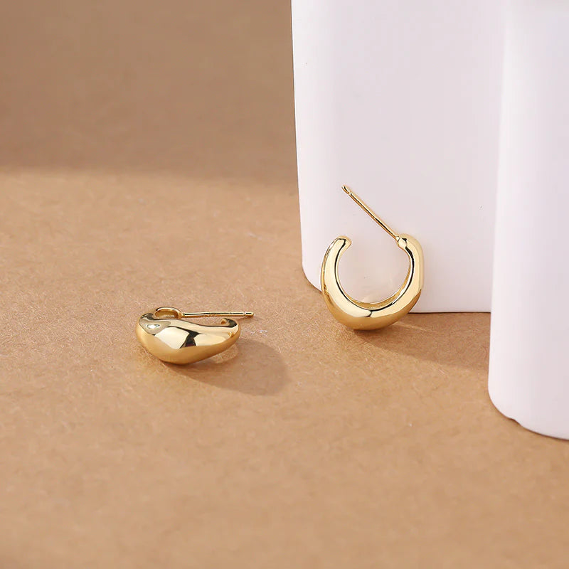 14K Gold Plated Stud Earrings for Women, 925 Sterling Silver Lightweight