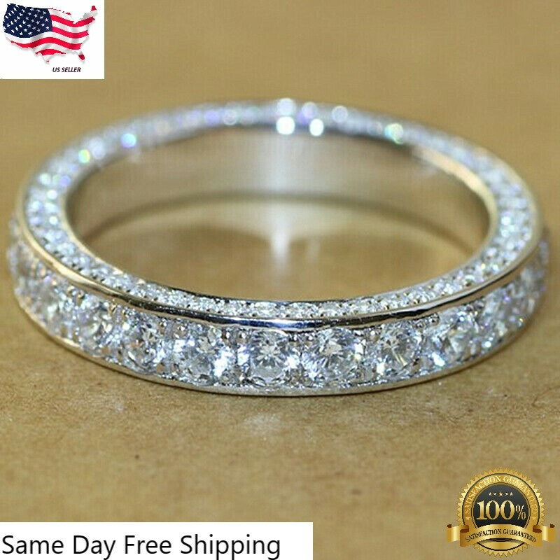 Gorgeous Silver Rings for Women Simulated White Sapphire Rings Jewelry Size 6-10