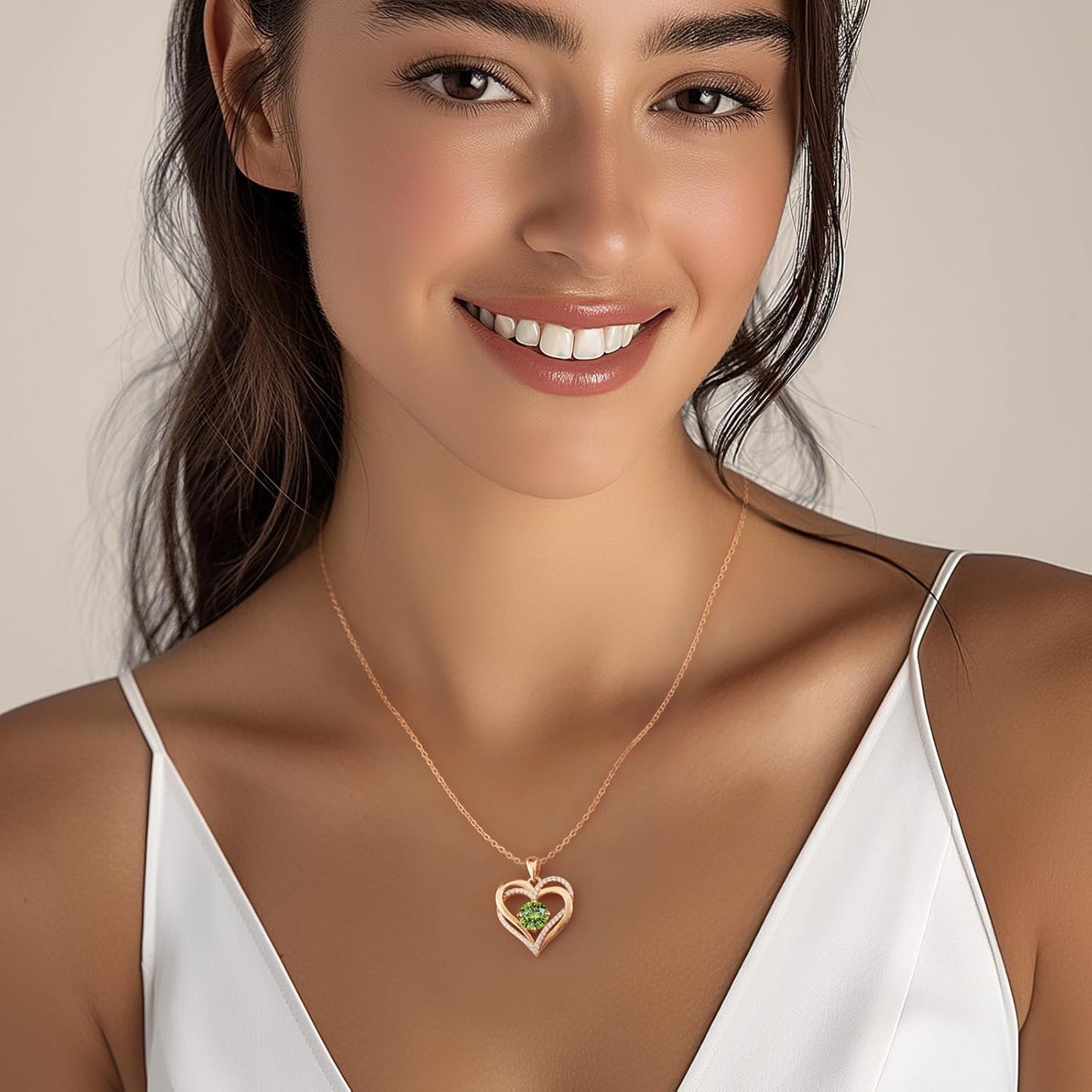 Love Heart Birthstone Necklaces for Women, Birthday Gift for Women, Anniversary Jewelry for Wife Her, 925 Sterling Silver Pendant Necklace, Mother'S Day Gift