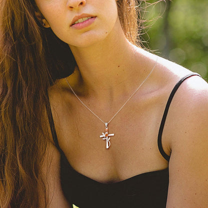 Cross Necklace for Women 925 Sterling Silver Birthstone Necklace for Womens Cross Pendant 5A Cubic Zirconia 12 Birth Months Birthday Gifts for Women Wife Her