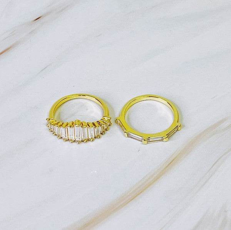 Crown Channel Ring Set of 2