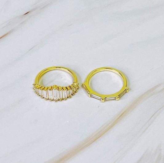 Crown Channel Ring Set of 2