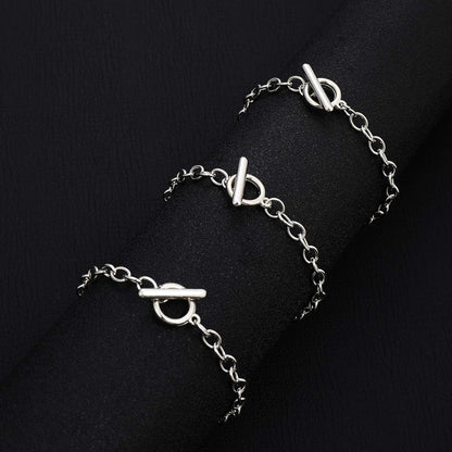 12 Pieces Chain Bracelets for Jewelry Making Alloy Metal Plated Link Bracelet Chains Kit with Ot Toggle Clasps Charms Minimalist Jewelry for Men Women Diy(Silver)