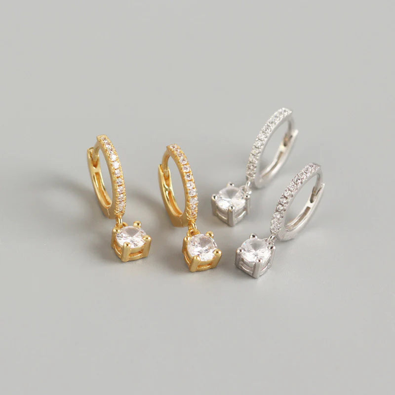 Gold Plated Drop Huggie Hoop Earrings