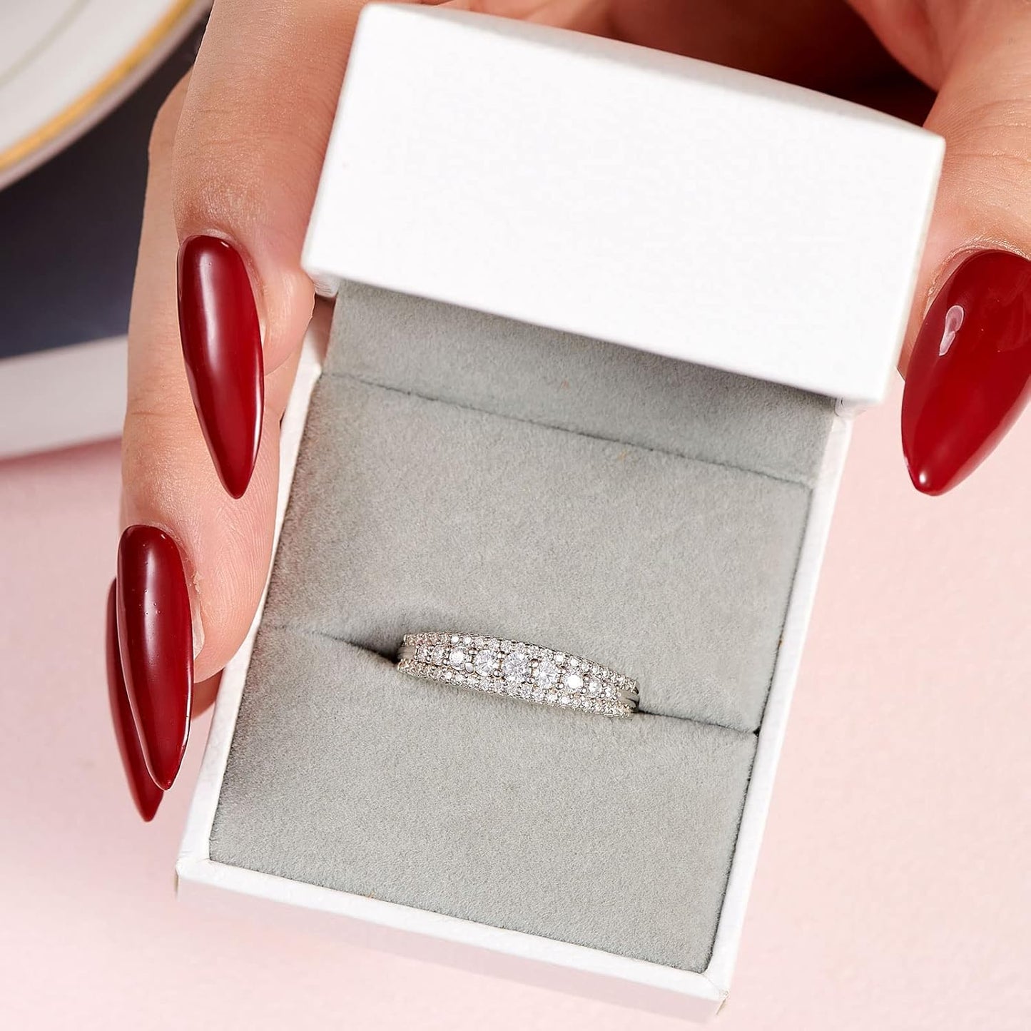 Anniversary Ring for Women Wedding Bands for Her 925 Sterling Silver Rings Eternity Promise Cubic Zirconia
