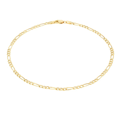 10K Real Yellow Gold Figaro Link 2.5Mm Chain Bracelet or Anklet (7"-9") Dainty Italian Jewelry for Men & Women