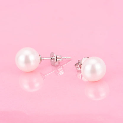4.00 CTTW 18K Gold Genuine Cultured Pearl Earring in 18K White Gold Plated