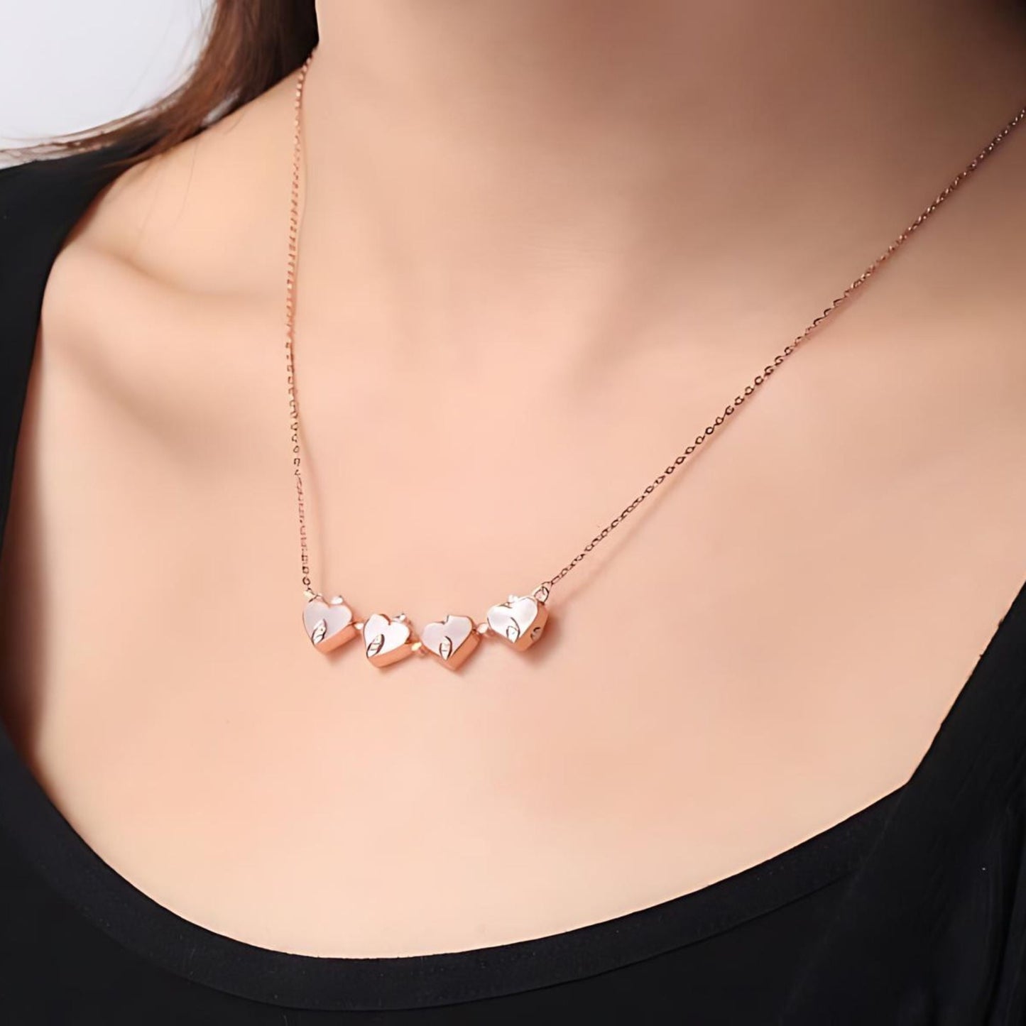 4 Leaf Clover Heart Pendant Necklace for Women Magnetic Sterling Silver