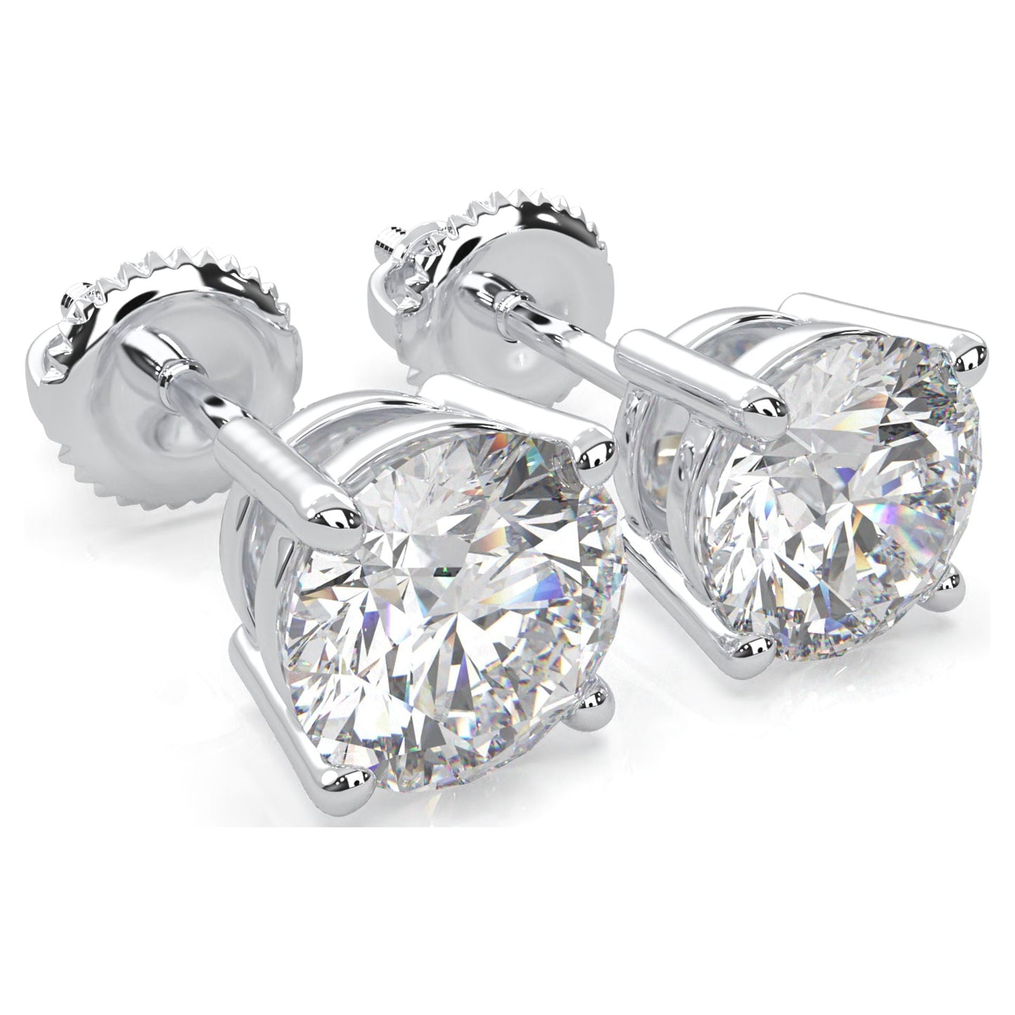 Moissanite Stud Earrings, 0.3Ct-4.00Ct DF Color Brilliant round Cut Lab Created Diamond Earrings 18K White Gold Plated Silver Screw Backs for Women Men