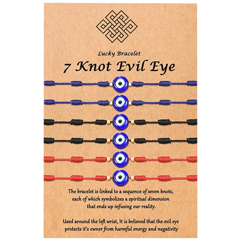 6Pcs/Set Handmade Turkish Lucky Evil Eye Bracelets for Women Men Blue Eyes Braided Red Rope Lucky Bracelet Friendship Jewelry