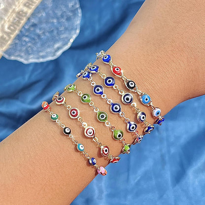 Evil Eye Bracelets Blue Eye Bracelet for Women Evil Eye Jewelry Ojo Hamsa Bracelet Dainty Gold Link Bracelets for Women Lucky Turkish Trendy Jewelry Gifts