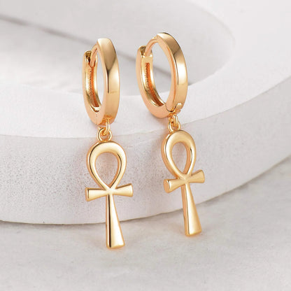 14K Gold Plated Dainty Star Cross Huggie Hoop Pendant Earrings Jewelry Gift for Women