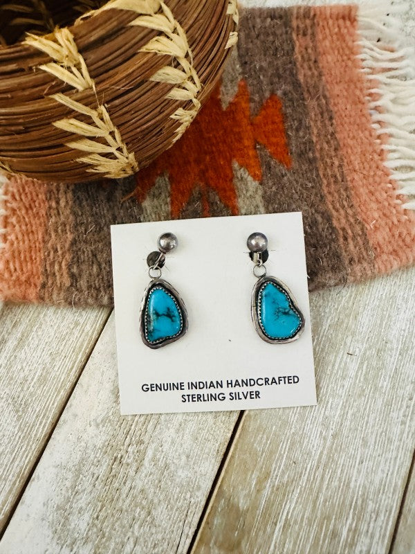 Navajo Sterling Silver & Turquoise Dangle Earrings