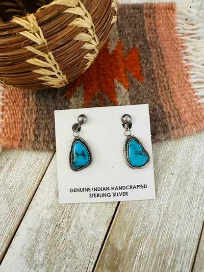 Navajo Sterling Silver & Turquoise Dangle Earrings