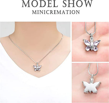 Cremation Jewelry Butterfly Urn Necklace for Ashes for Women Men Keepsake Memorial Human Pet Ashes Locket Pendant