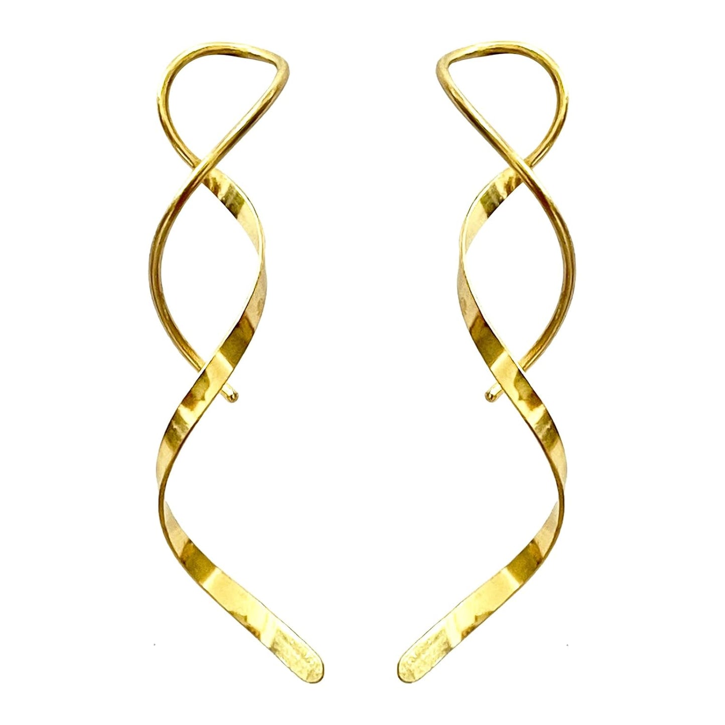 Spiral Threader Earrings for Women Handmade 14K Gold Plated Spiral Earrings Twis