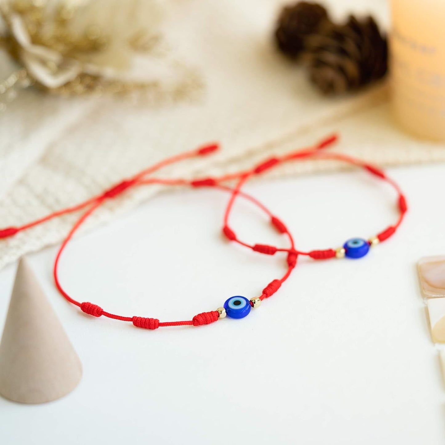 7 Knot Evil Eye Bracelet Red String Bracelets Protection Mommy and Me Matching Bracelet Set Amulet for Women Girls/Boys
